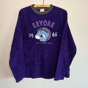 Vintage 90s Disney Purple Fleece Eeyore Crew Neck Sweater